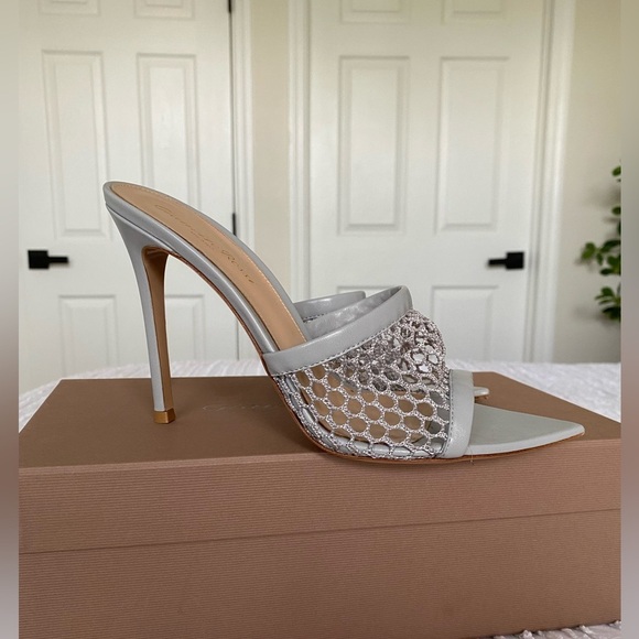 Gianvito Rossi Gray Alisia Mule Sandal Heel Nappa Mist Mesh size 39 - Picture 3 of 17